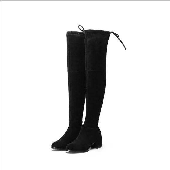 PREORDER! Over The Knee Vegan Suede Boots - Picture 5 of 8
